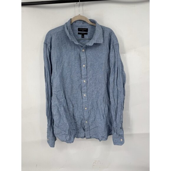 Banana Republic Untucked Fit 100% Linen Button Front Shirt Men XL Blue Beach - Picture 1 of 8